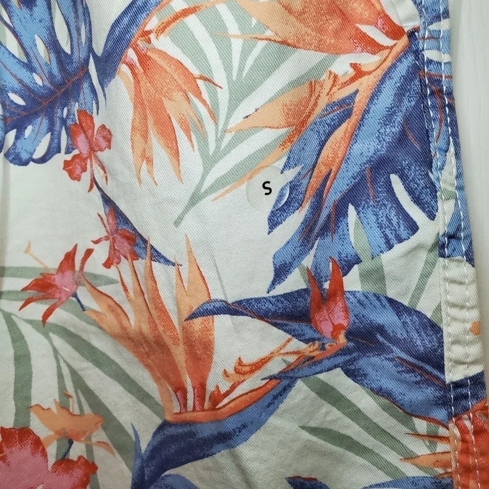 American Eagle Mens Floral Print Pull On Elastic Waist Drawstring Shorts Sz S